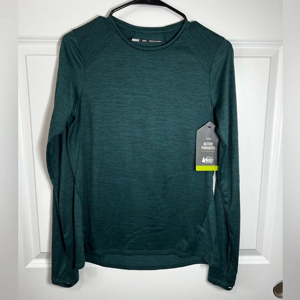 NWT REI Active Pursuit Long Sleeve Tech Shirt - Womens Small, Dark Teal - Picture 1 of 6